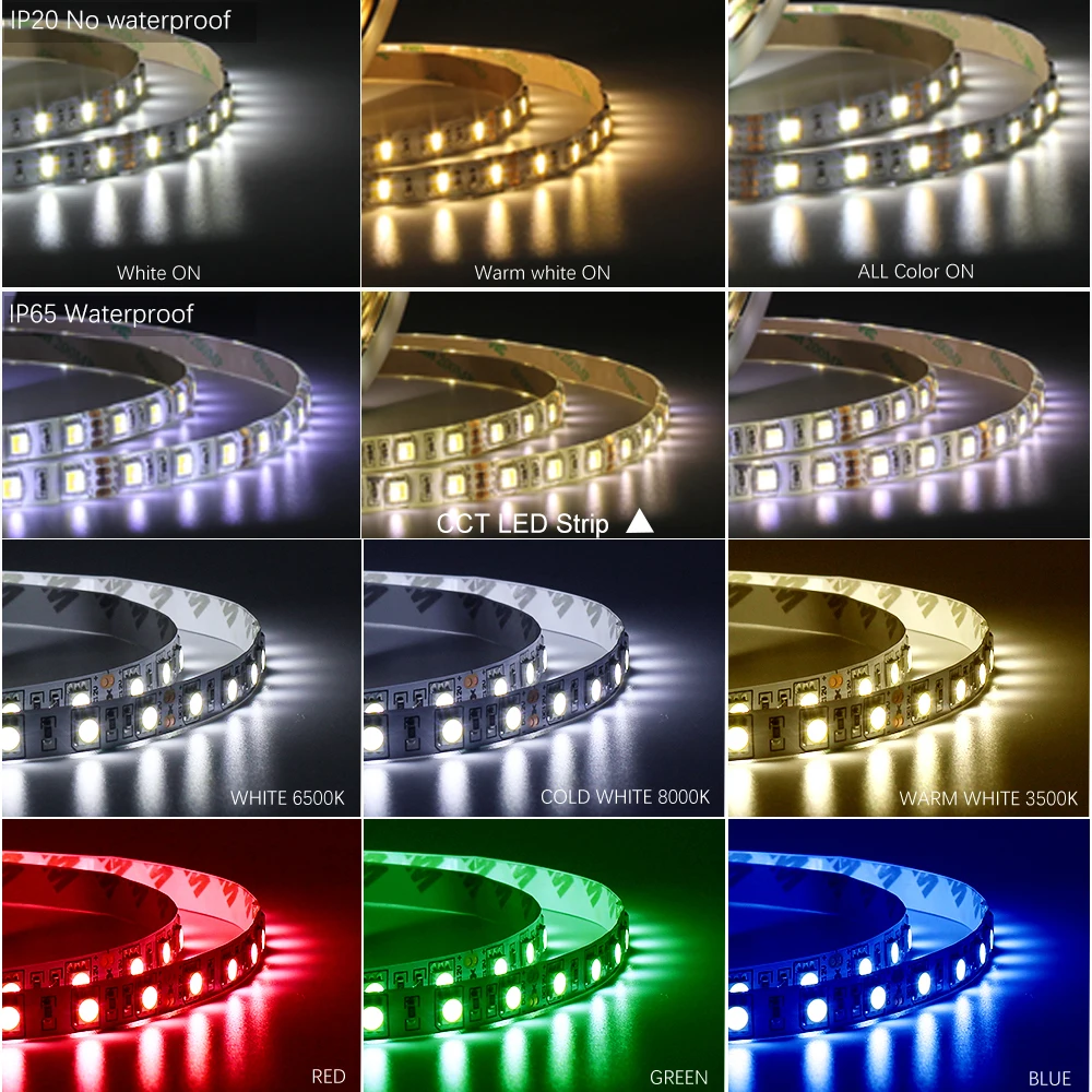 Светодиодная лента 12 в пост. Тока 5050 SMD 60 светодиодов/м 5 м/лот IP20 IP65 гибкая RGB RGBW RGBWW
