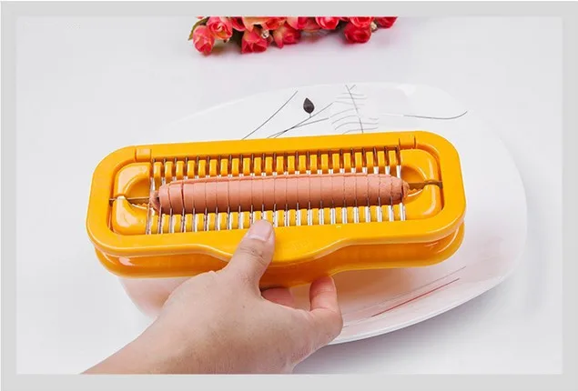 1pc Steel Manual Fancy Sausage Cutter Safe Hot Dog Slicers Dicer Plastic  Kitchen Tools Gadget Yellow Kitchen Tools Ok 0491 - Fruit & Vegetable Tools  - AliExpress