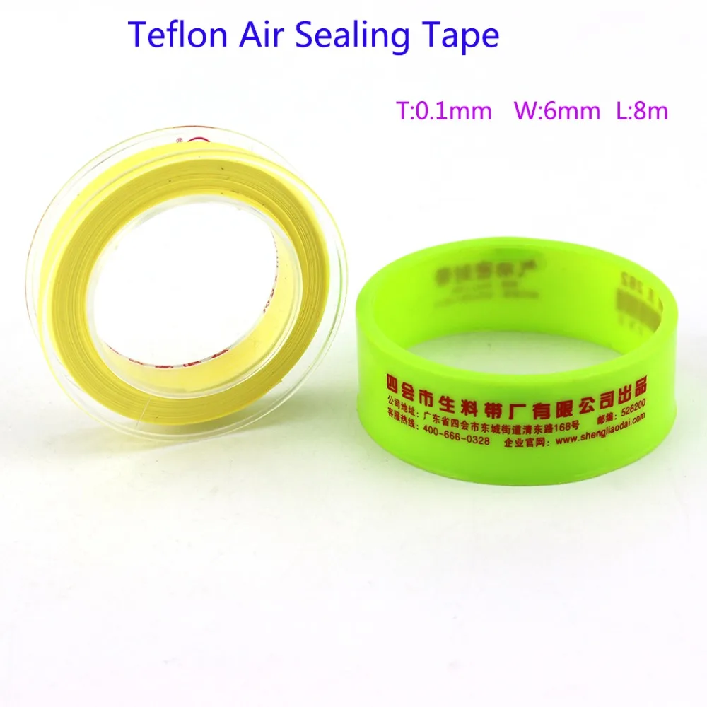 

PCP Paintball Durable Airforce Teflon Air Sealing Tape Yellow High Density Raw Tape 8M Long 0.1mm Thickness 6mm Wide Replacement