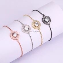 10 шт. zyz176-1818 Мода Круглый прозрачный циркония браслет для Для женщин Micro Pave CZ Камни регулируемый браслет ювелирных изделий