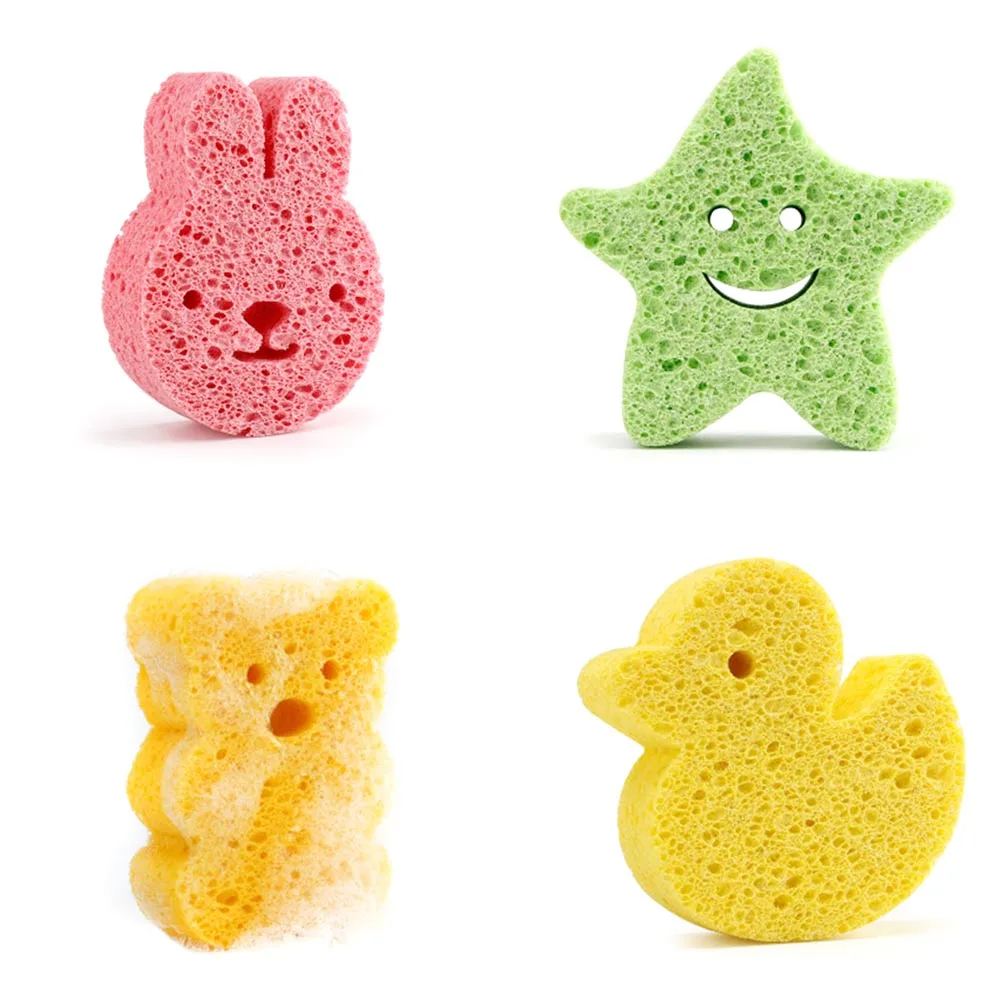 Hot Natural Wood Pulp Sponge Children Bath Sponge Bath Brushes Sponges