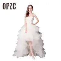 2018 Top Selling wedding dress Cheap Hight Low bride royal princess Lace Front Short Long Back train formal dress quality growns