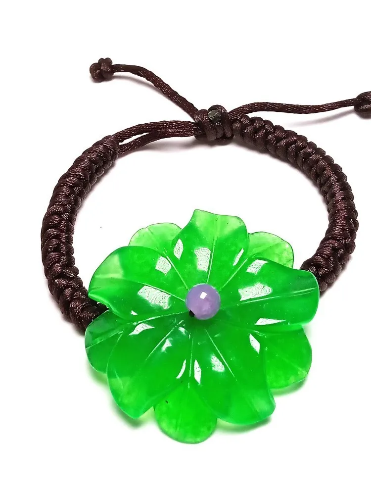 

Natural Hand-woven Rope Jade Brave Troops Bracelet Adjustable Gemstone Jewelry