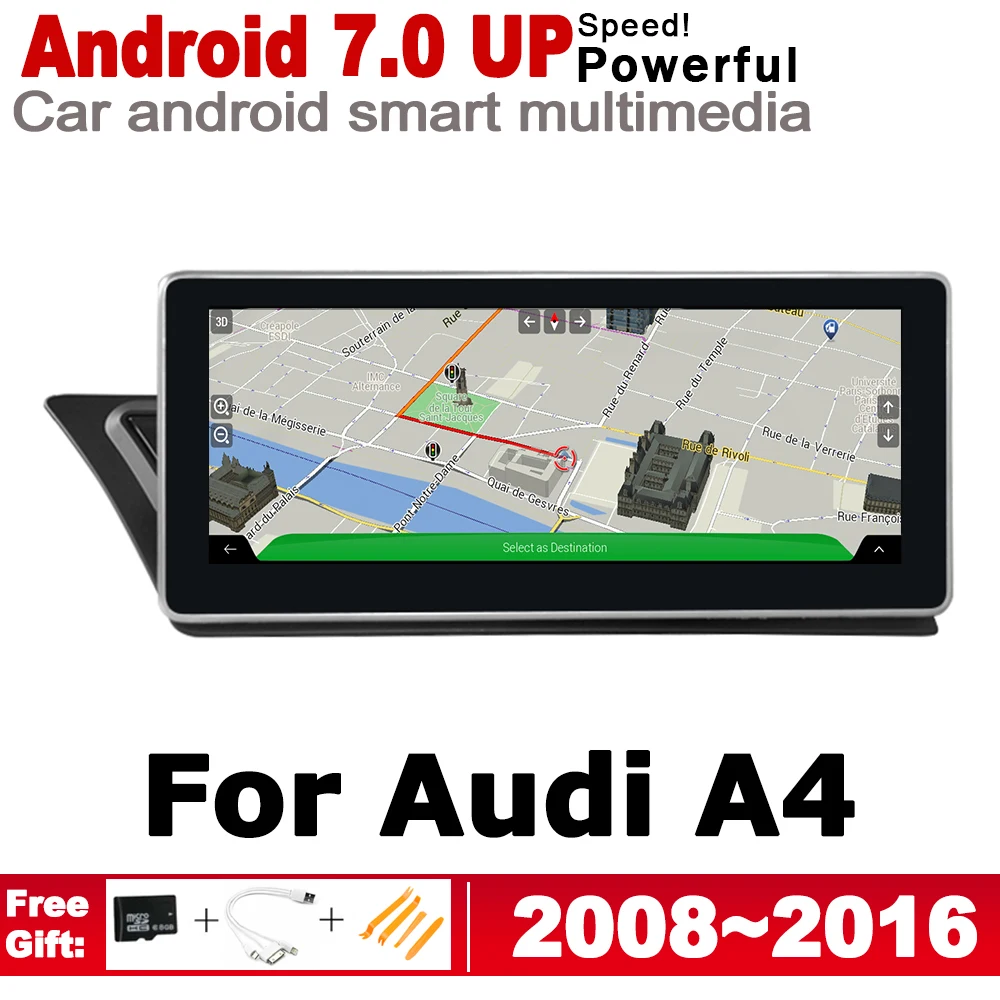 

10.25" HD Screen Stereo Android 7.0 up Car GPS Navi Map For Audi A4 8K 2008~2016 MMI Original Style Multimedia Player Auto Radio