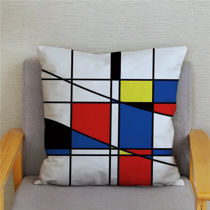 22 Mondrian красный желтый наволочка с геометрическим узором 45*45 см чехлы супер мягкий плюш бросок наволочки подушки декоративная подушка для дома охватывает - Цвет: 22