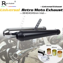 38/40/43/45mm uniwersalny tłumik rury wydechowej do motocykla Retro Vintage klasyczne Escap Moto dla sr400 cb500 1100 vt500 tu250 V7 W800 883