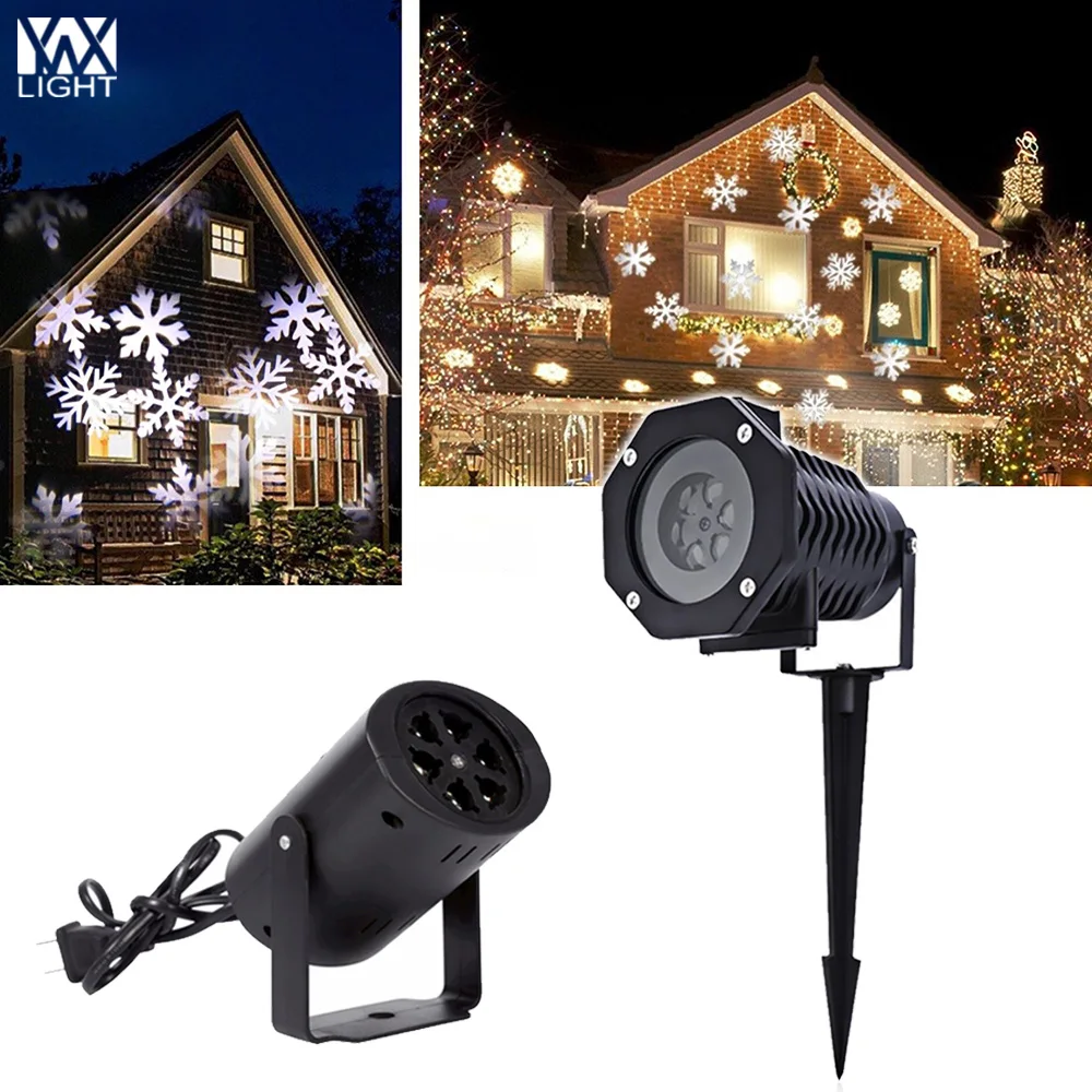 YWX светильник, Рождественский водонепроницаемый лазерный проектор, диско, для улицы, в помещении, 4 узора, 12 узоров, светодиодный светильник со снежинками, Рождественский светильник s