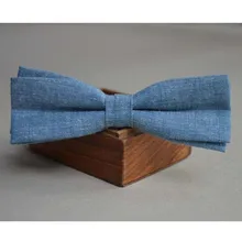 Винтажный синий Модный мужской однотонный цветной галстук-бабочка, двухслойный галстук, хлопчатобумажный галстук ручной работы, тонкий галстук-бабочка