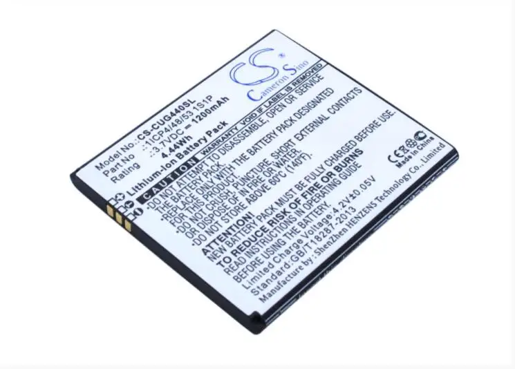 Cameron sino 1200 mAh Батарея для CUBE1 G44 G44S 1ICP4/48/53 1S1P мобильный, смартфон Батарея