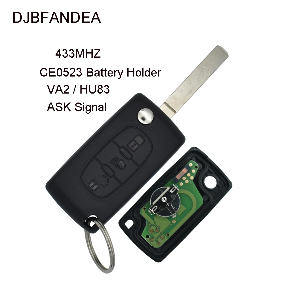 DJBFANDEA 3 кнопки дистанционного ключа для PEUGEOT Partner 807 307 207 407 308 CC Expert SW CITROEN Berlingo C3 C2 C5 C4