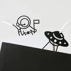 1 шт. Горячая Творческий милые звезды астронавт НЛО закрепить зажим для бумаги школы офиса питания подарок канцелярские закладки