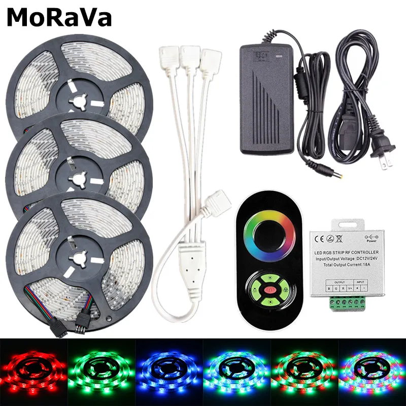 RF Беспроводной Светодиодные ленты SMD 2835 12 В 300 светодио дный s RGB полосы света 5 м 10 м 15 м Водонепроницаемый гибкий световой + светодио дный