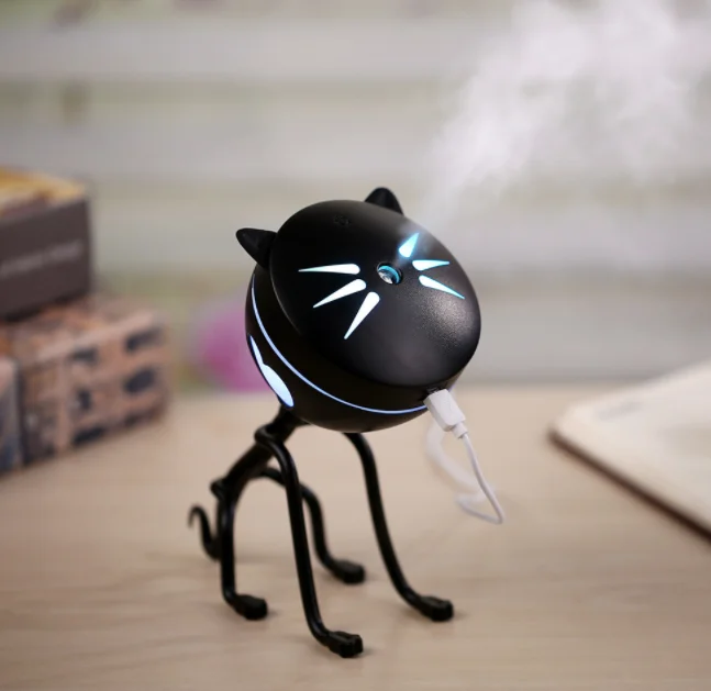 

New Creative Cute Cat Plus USB Silent Car Humidifier Desktop Oil Diffuser Ultrasonic Air Humidifier With Night light