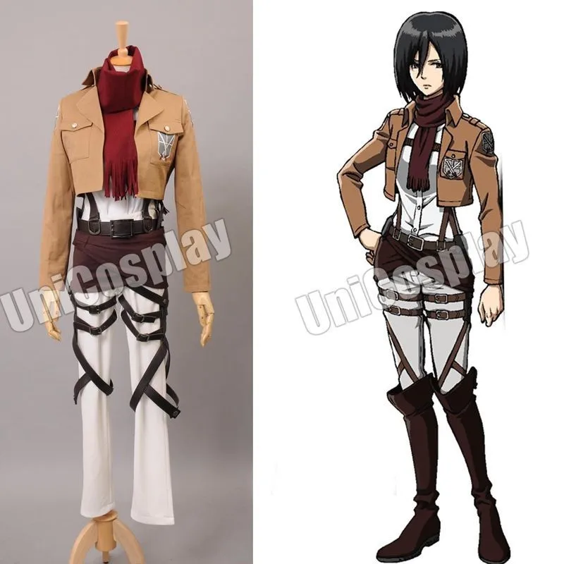 Shingeki no Kyojin Аниме Косплей атака на Титанов Mikasa Ackerman костюм полный комплект