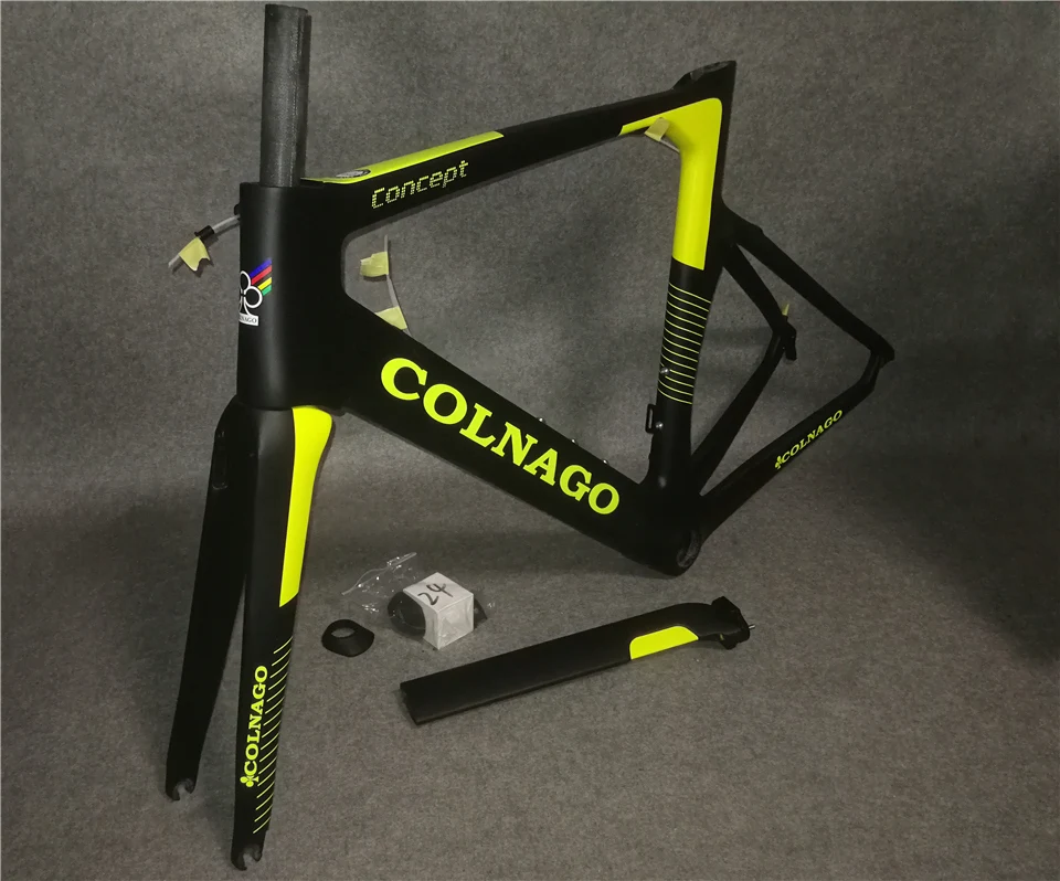 Желтый Colnago концепция карбоновая рама+ BOB Colnago руль белый набор углеродных дорожных Рам BB386