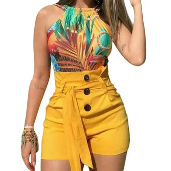 

B Women's Fashion Sexy Lace Up Shorts Women High Elastic Waist Slim Fit Casual Style Sashes Beach Style Shorts Summer Shorts