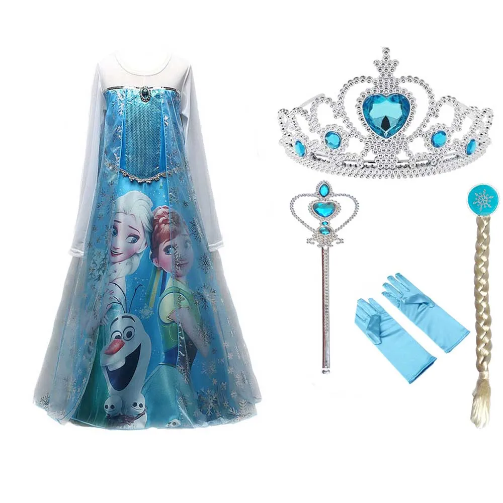 Многоцветный Разноцветный костюм Elza Vestidos; Одежда для девочек; платье Эльзы и Анны; вечерние платья принцессы для девочек; Детские платья для девочек - Цвет: Многоцветный