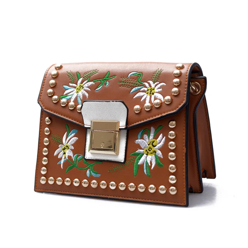 leather embroidered purse