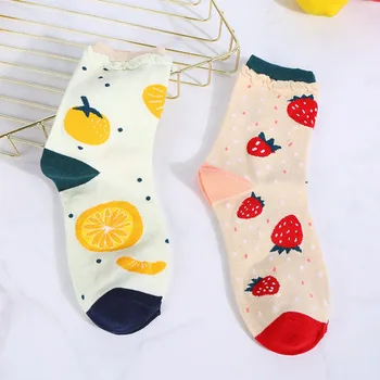 

Cartoon Fruits Strawberry Orange Cotton Funny Socks Female Hosiery Women Hubble-bubble Korean Fashion Socks Harajuku Hip Hop