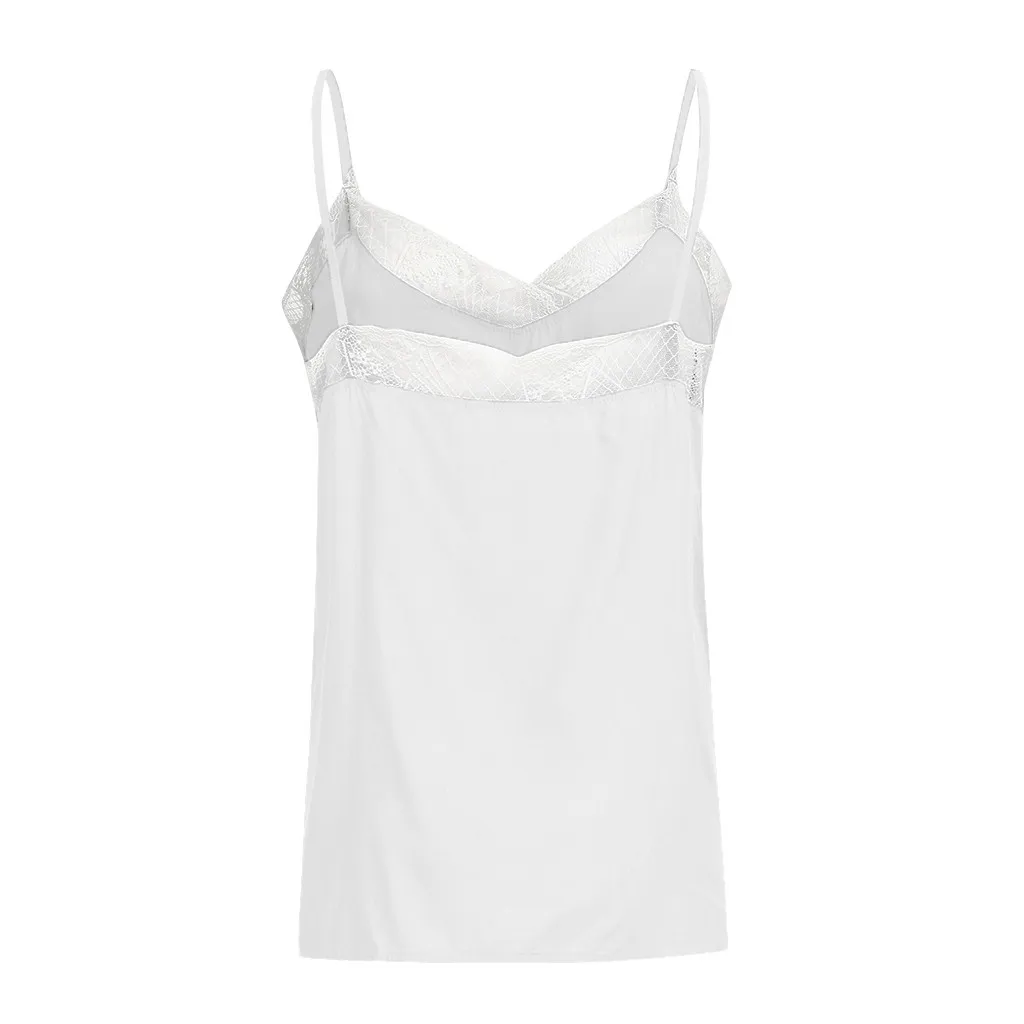Летние Cami женские сексуальные без рукавов с v-образным вырезом Модные Camis Кружева Твердые майки в стиле "Пэчворк" облегающее, для клуба, для вечеринки Топ Camisole жилет Блузка