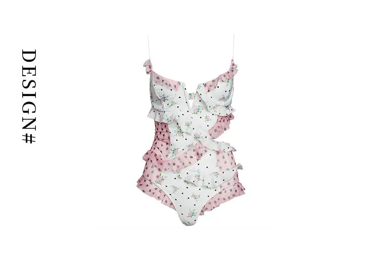 Swimsuit Closed One Piece Swimwear Women Fused Female Brand Summer New Print Hollow Leaf Push Up Plaid Polyester Sierra Surfer