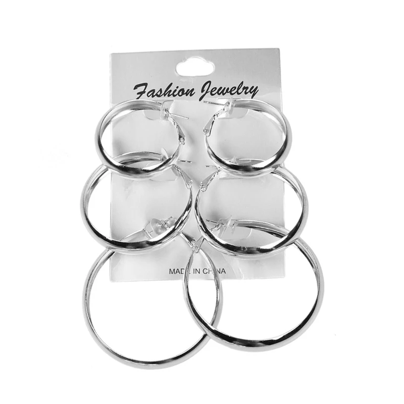 

2019 New Rose Gold Color Circle Oversize Earring Set For Women Vintage Wide Statement Hoop Earring Ladies Jewelry Wholesale