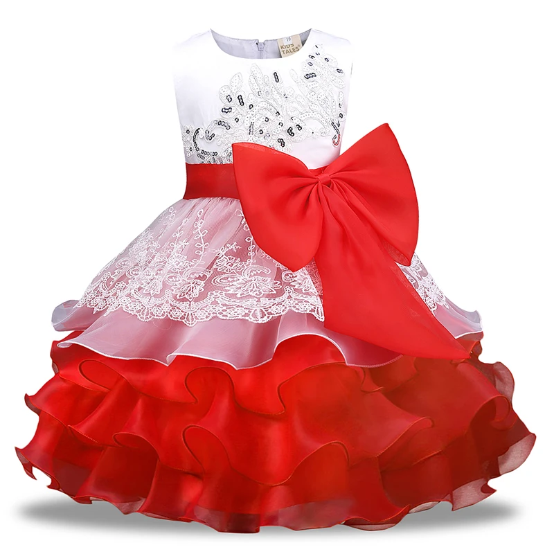 2018 Sleeveless Kid Dresses Flower girl dresses children sequins Party Princess Dress red wedding bridesmaid costume for girls
