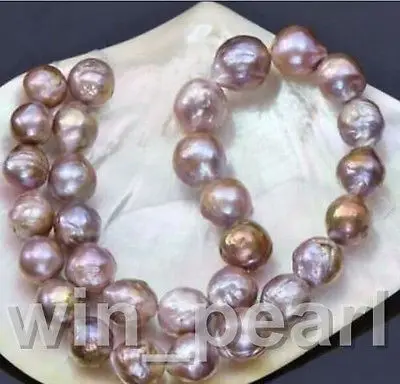 

12-14mm natural south seas pink purple kasumi pearl necklace 18inch