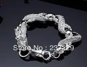

Wholesale price SHIPPING 10pcs ^^^^XSZ201414 NEW tibet silver Dragon Head Link men's Bracelet