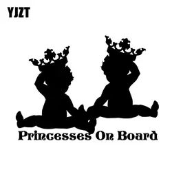 YJZT 15 см * 11 см принцесса на доске Очаровательная Корона детское украшение с виниловой наклейкой автомобиля черный/серебристый C10-00128