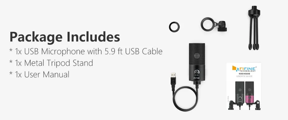 Fifine USB конденсаторный игровой микрофон для ноутбука Windows Studio Запись встроенная звуковая карта