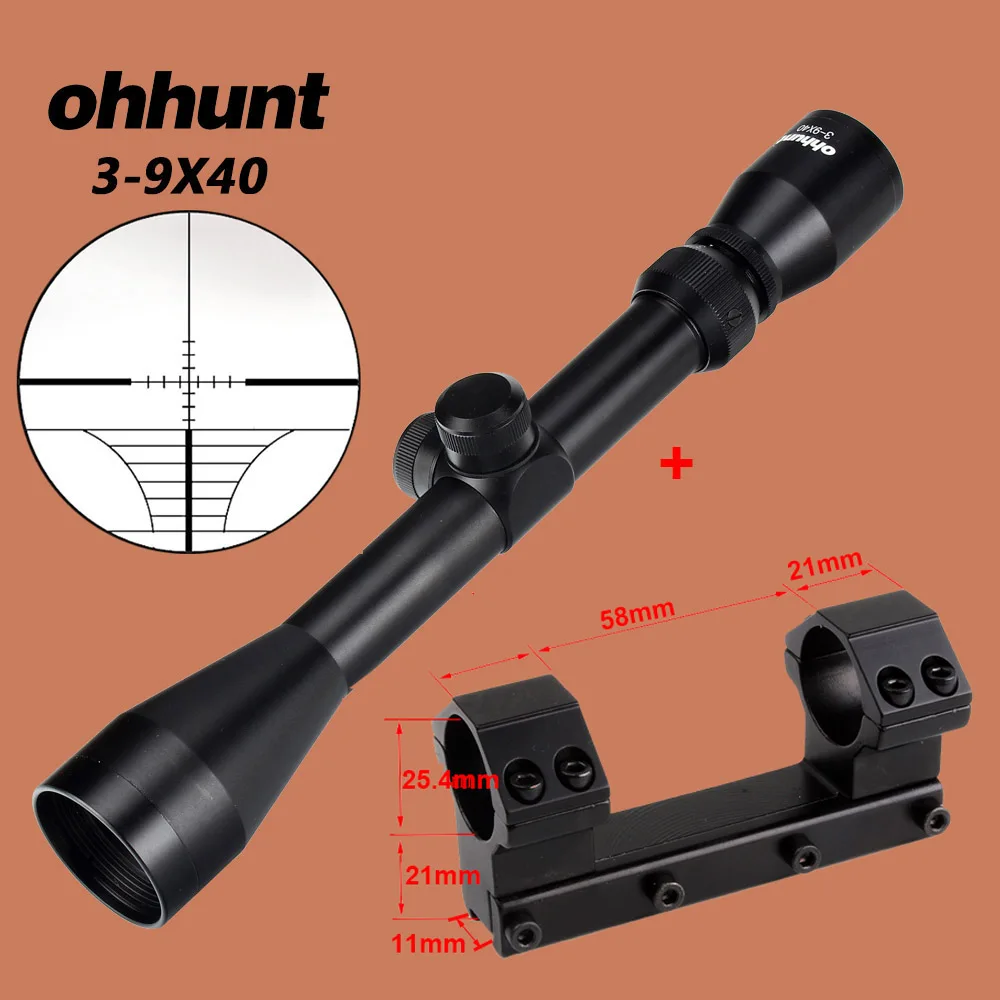 Ohhunt тактический прицел 3-9X40 проволока сетка или Mil точка оптический прицел с голографической 4 Сетка Красный точка красный лазерный прицел - Цвет: Dovetail Rail Mount