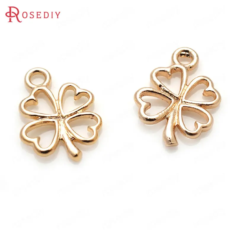 

6PCS 11x16MM 24K Champagne Gold Color Plated Brass Flower Charms Pendants High Quality Diy Jewelry Accessories