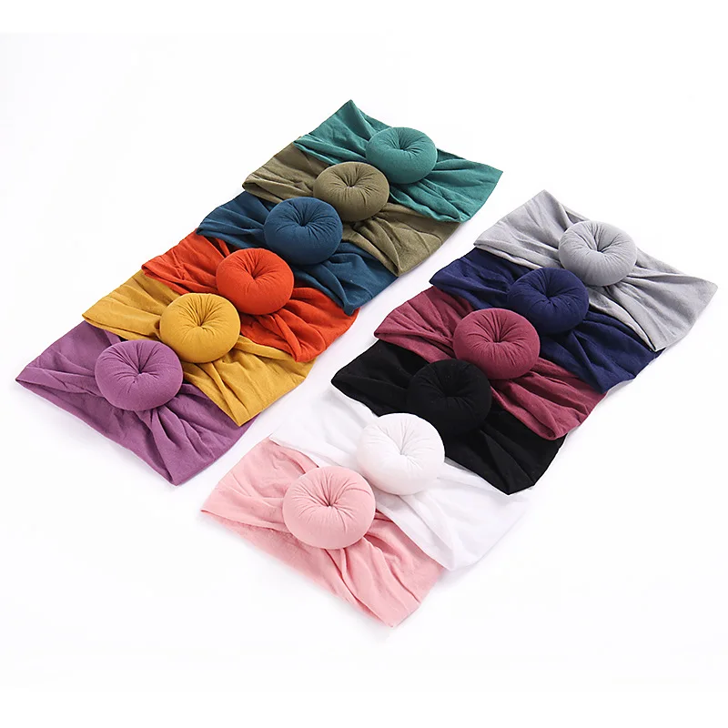 

Baby Girls Bow Knot Headband Toddlers Hairbows Newborn Nylon Headband with Ball Infant Head Turban Top Knot Bow Bebes Head Band