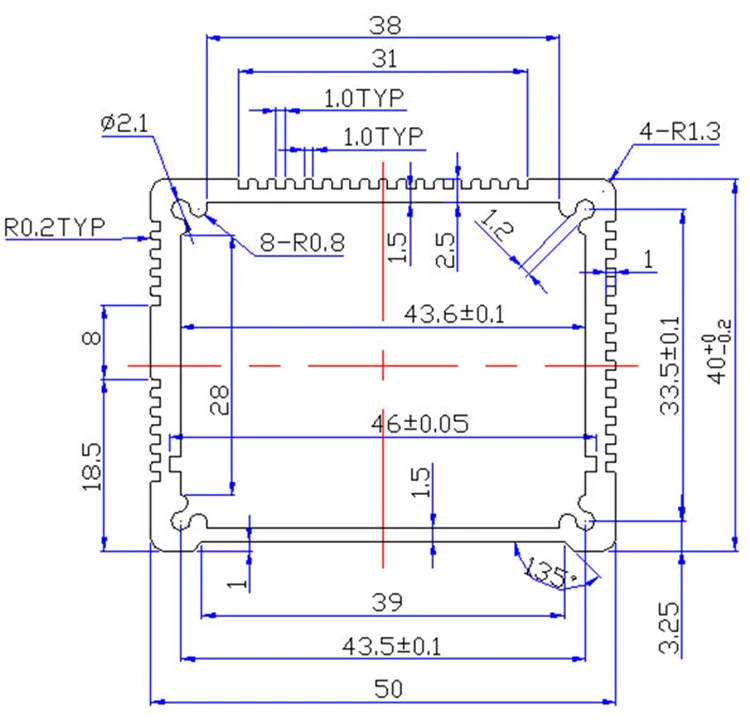 Алюминиевый корпус коробка PCB приборная коробка DIY электронный проект чехол 50 мм* 40 мм* 85 мм 8159