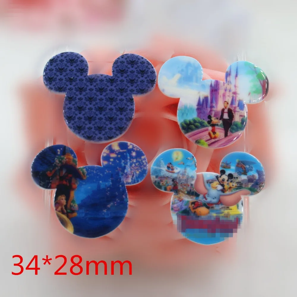 

50pcs/lot DIY resin cabochons accessories planar resin mouse shaped with cartoon character