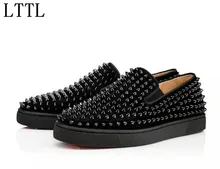 LTTL Fashion Style Moccasins Red Black Suede Leather Rivets Men Loafers High Quality Shoes Men Driving Flats Shoes Free Shipping