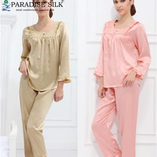 Пижамный комплект чистый из шелкового шармеза женский пижамный комплект для женщин Размер M L XL
