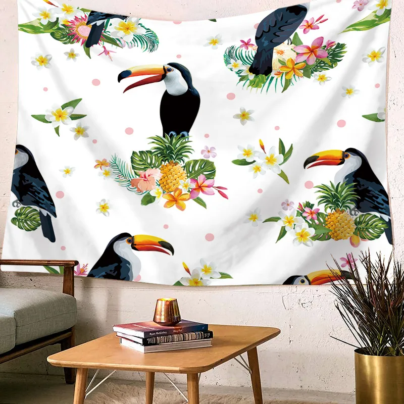 Тропических растений попугай настенный гобелен настенный ковер Home Decor Полиэстер Пляжные Полотенца Цветочные простыни Одеяло Быстрая