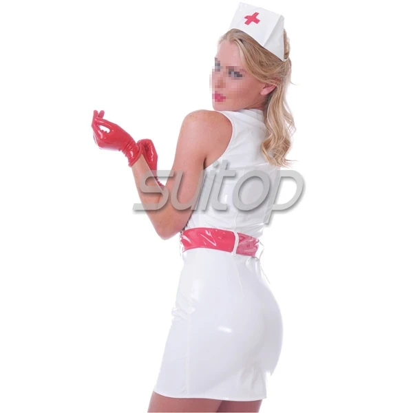 Латексная сексуальная одежда медсестры шапка для униформы перчатки Пояс Косплей резиновый костюм
