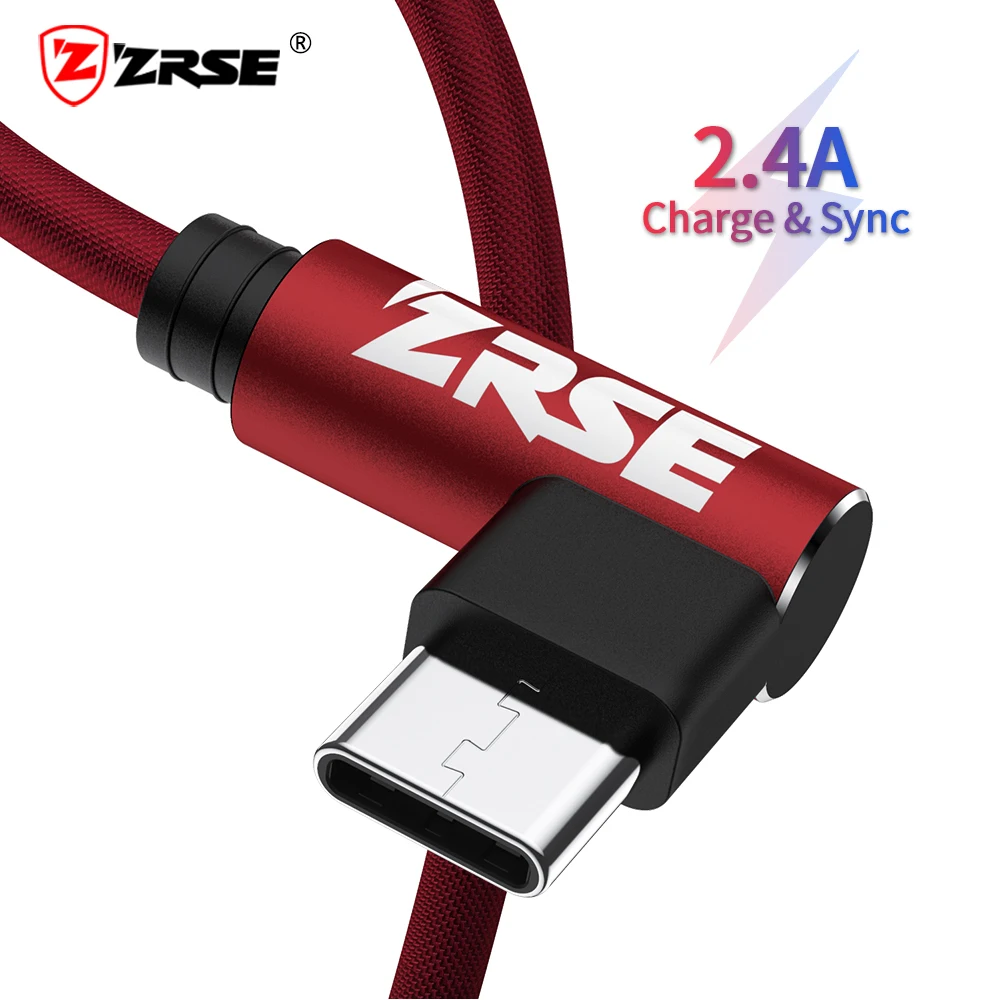Кабель ZRSE USB Type C 90 градусов для Samsung a50 s10 s9 3 м 2 1 кабель синхронизации данных шнур