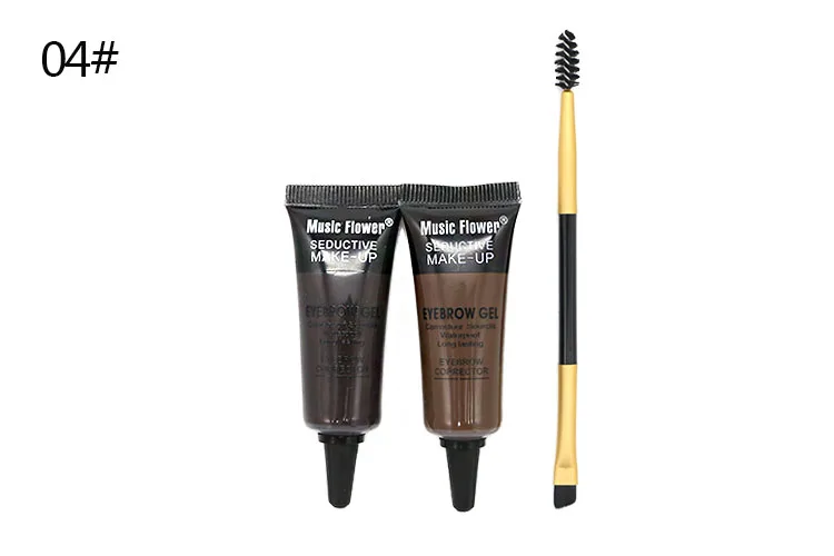 Music Flower 2 Color Eyebrow Enhancers Seductive Waterproof Eye Brow Gel With Double End Brush Long Lasting Eyes Makeup Set Kit (14)