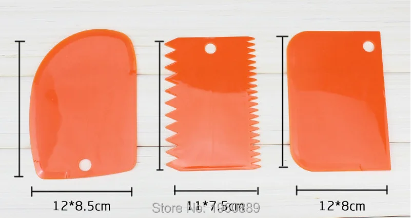3 шт. пластиковые тестоглазные скребок для мастики украшения торта выпечки Кондитерские инструменты простые гладкие Зазубренные шпатели с лезвием резаки T