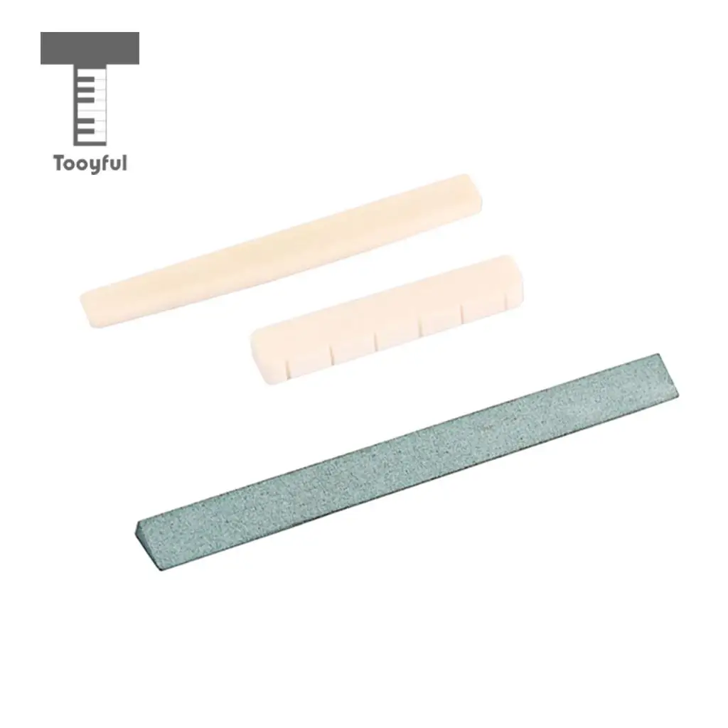 Tooyful 1 Set Natural Bone Saddle Nut&Guitar Sander Sanding Polish for Classical Guitar Parts