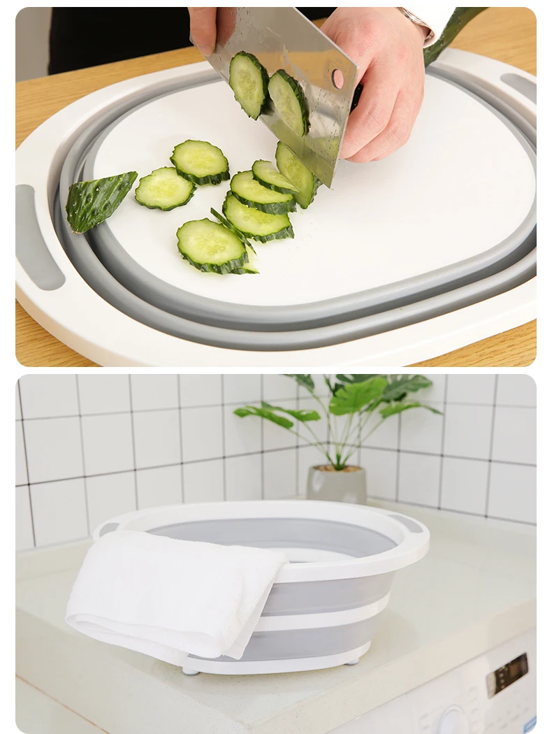 

Multi-function folding cutting board Travel portable bowl Draining basket Washing basin Folding sink Folding ice bucket