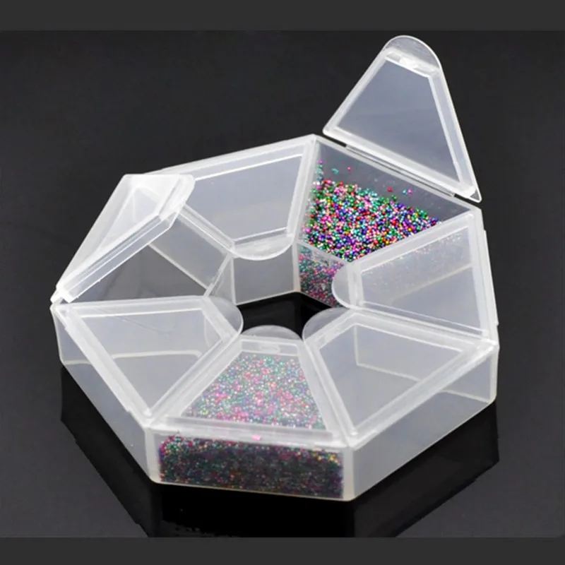 

Plastic Clear Hexagonal Powder Liquid Carrring Display Container Case Storage Box 9x9x2cm