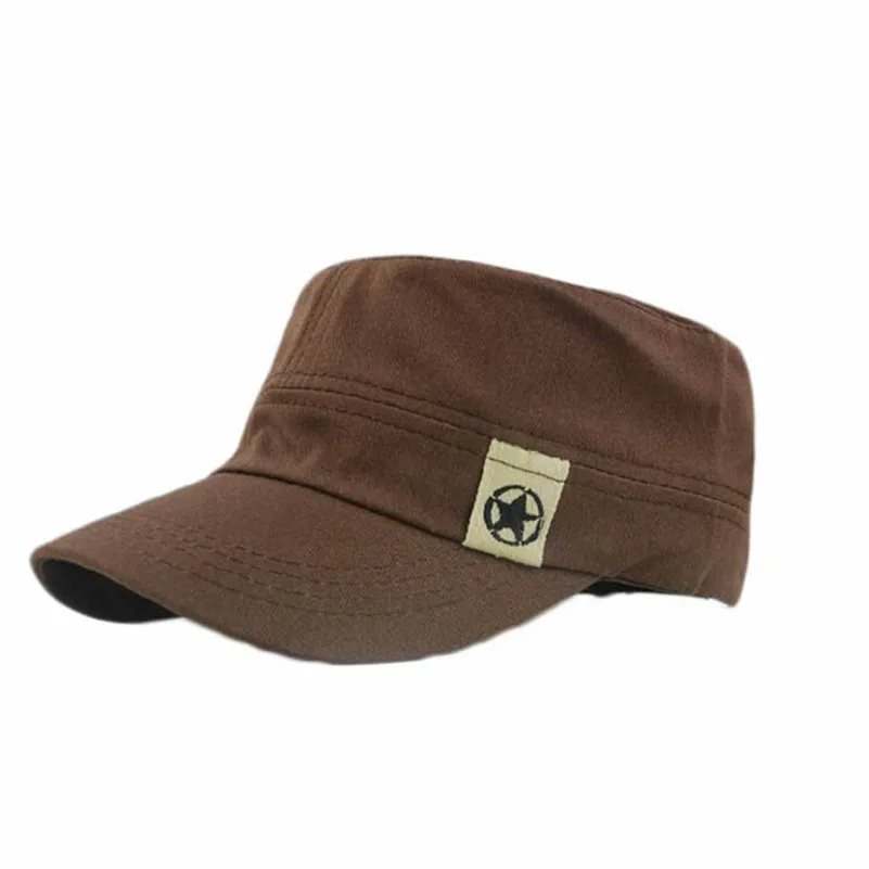 Модная мужская военная шляпа на плоской крышке, мужская повседневная бейсбольная бейсболка, Мужская Шляпа Snapback, Мужская Летняя Спортивная Кепка-бейсболка/D - Цвет: Coffee