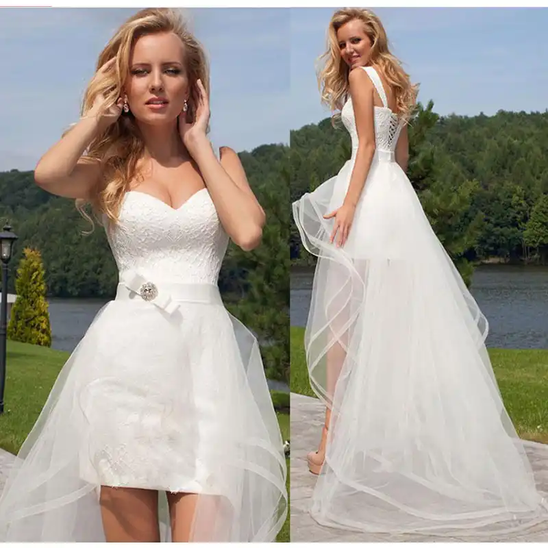 mini wedding dress with detachable train