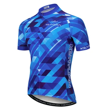 

19 Keyiyuan spring and summer new men's plaid pattern wicking quick-drying Jersey breathable riding short-sleeved shirt