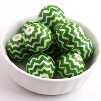 

Kwoi vita 20mm Newest green color 100pcs Zig Zag wave Chevron Print Acrylic Imitation pearl Beads for Chunky Necklace Jewelry